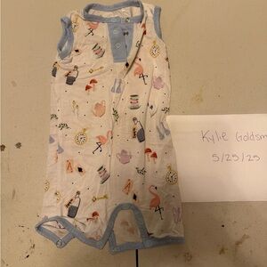 Blue Poppy Snap Shortie Romper Bamboo Storybook Alice in Wonderland 3-6 months